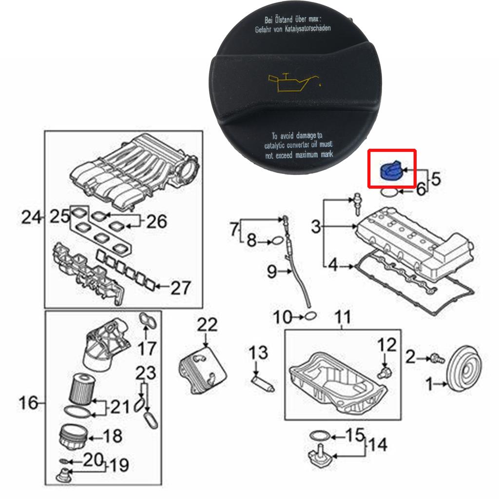 Engine Oil Filler Cap For VW Eos Fox Camp CC LT Lupo Phaeton Sharan Tiguan Touran Touareg Transporter Scirocco Vento 06B103485C
