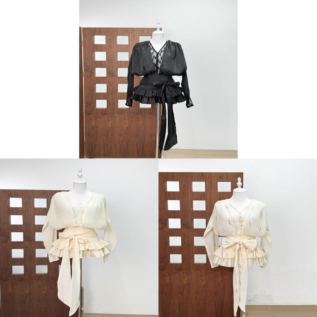 Chancloi Vietnam Fashion Long Sleeve Waist Tie Flared Mini Skirt For Youth