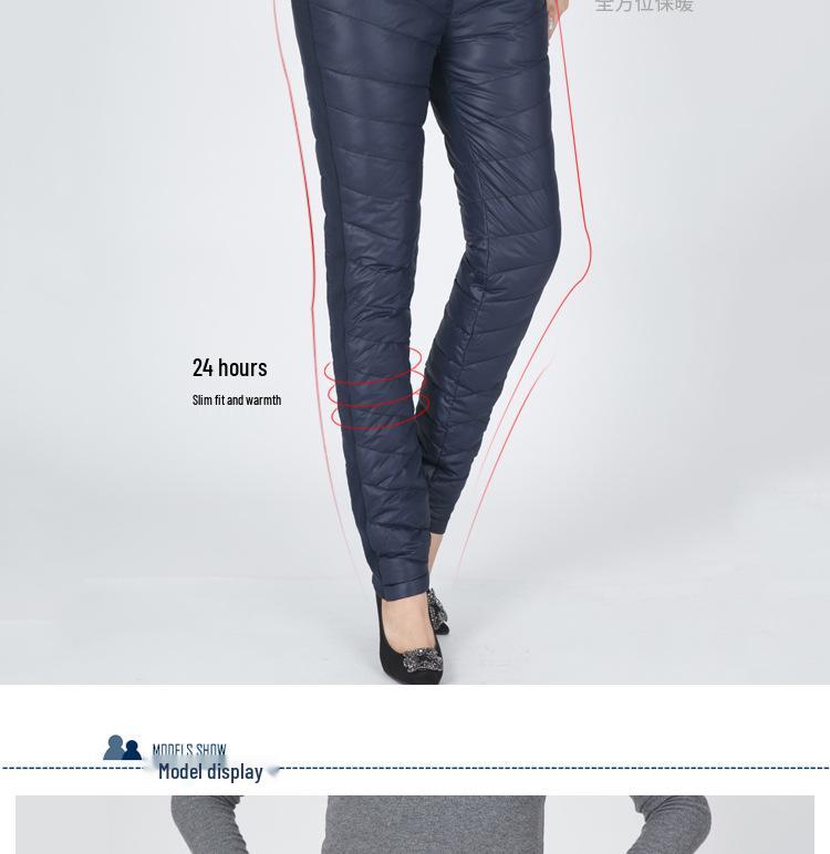 Damskie ciepłe spodnie puchowe z wysokim stanem dla kobiet w średnim i starszym wieku - Lekkie, odporne na zimno, odzież sportowa na jesień i zimę