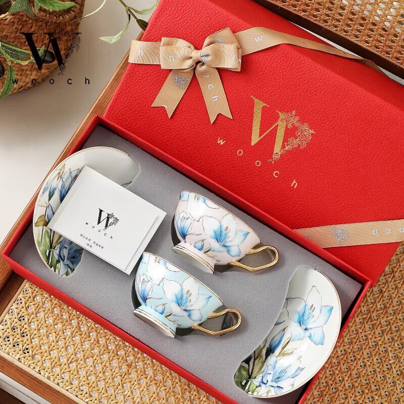 WOOCH Flower Dance Ceramic Cup & Saucer Pair Gift Set