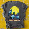 Pigeon T Shirt Moonlight Trio Artistic Lover Carrier Birdwatching Top Vintage Unisex Graphic Stylish Stretched Slightly
