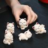 Chinese Purple Clay Tea Pet Handmade Lucky Cat Sculpture Animal Ornaments Statue  Decor Tea Figurine Crafts Tea Set Decoration