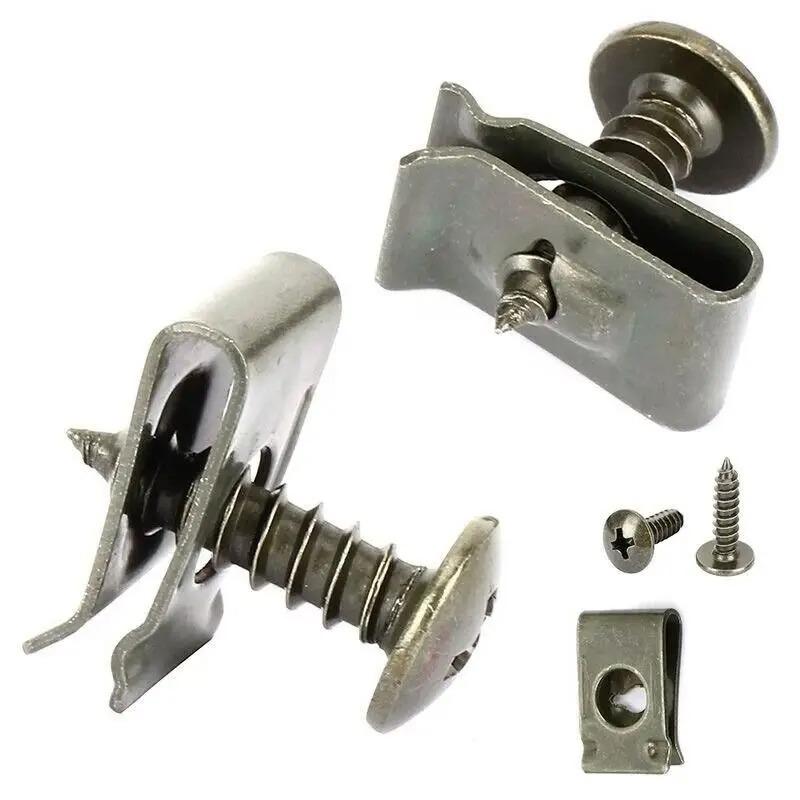 100 Stück - 10 Stück Gemischt Auto Metallschraube Gewindeschneidschraube Befestigungsclip U-Typ Clip mit Schraube Rostschutz Clip Schraubverschluss Blech
