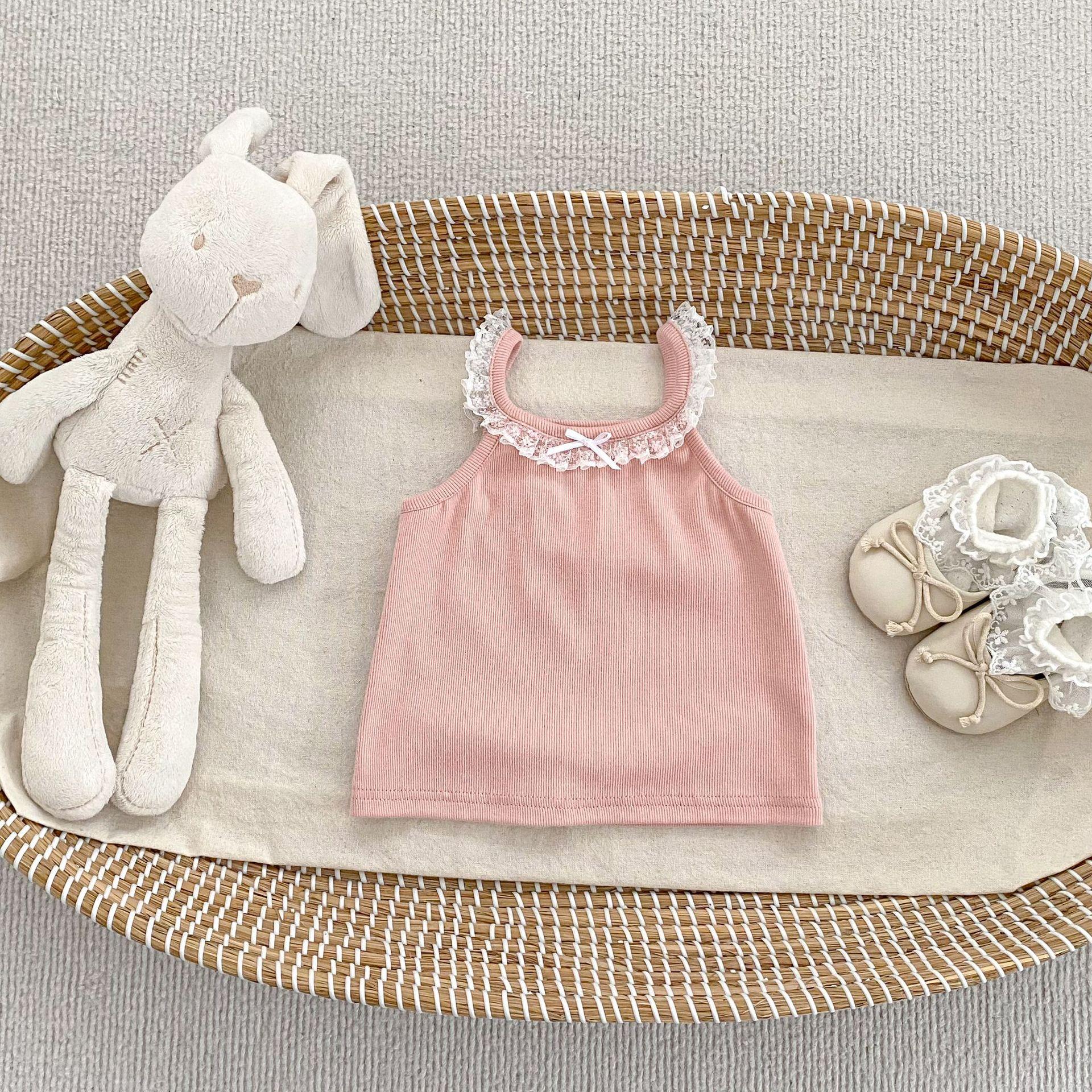 Girls Summer Sleeveless Lace Trim Camisole with Bow Detail 73