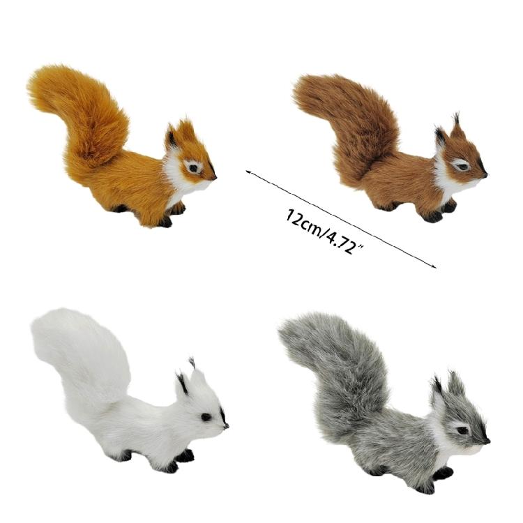 Simulated Squirrels Statue Stuffed Animals Plush Figure for DIY Crafts Displays
