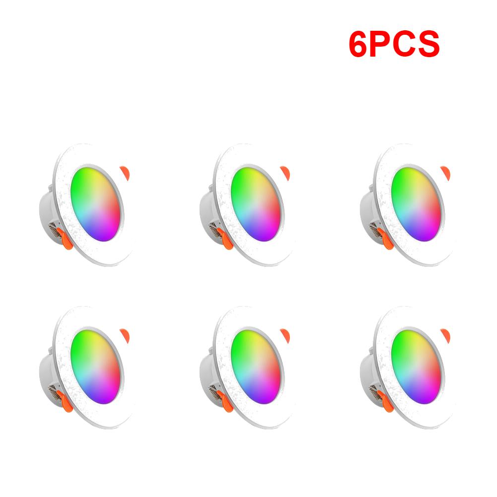 10W RGB Smart Spotlight Bluetooth-Compatible Recessed Ceiling Lamp Dimmable Round Panel Light 2700K-6500K for Home Lighting