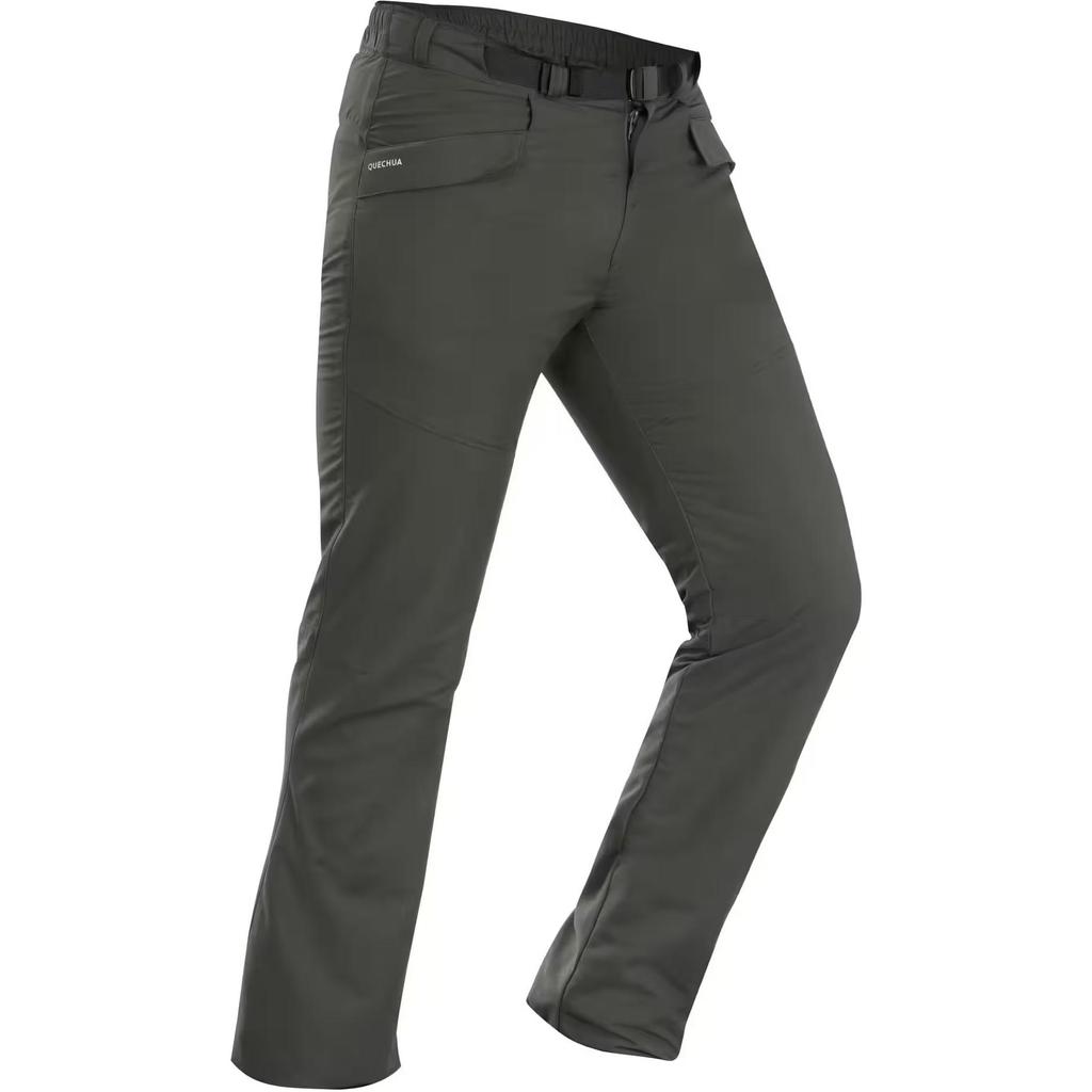 DECATHLON SH100 Solid Color Fleece Outdoor Thickened Casual Workwear Hiking Trekking Pants Men's Army Green