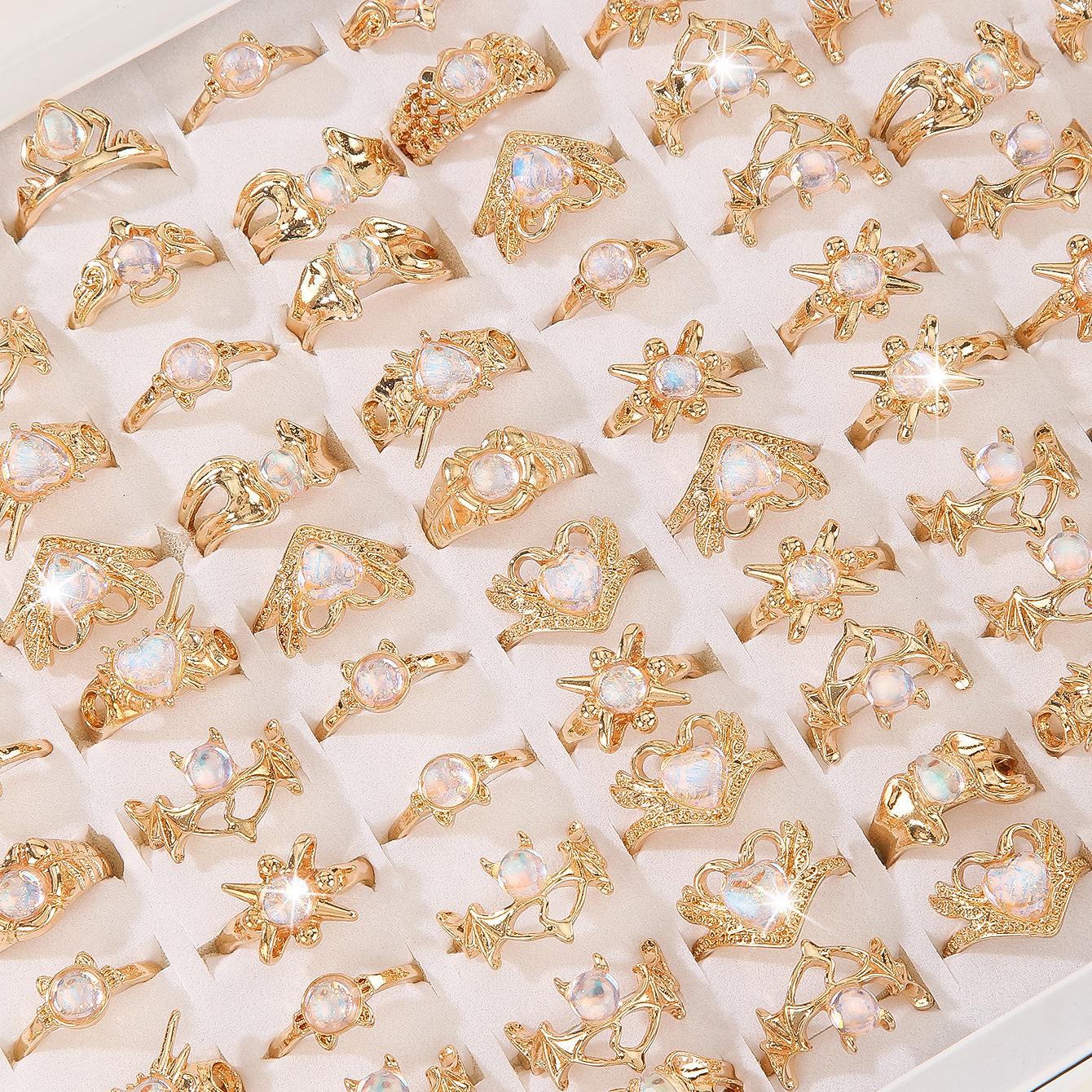 10Pcs Simple Elegant  Opal Rings Women for Engagement Wedding Eternity Accessories Temperament Classic Jewelry