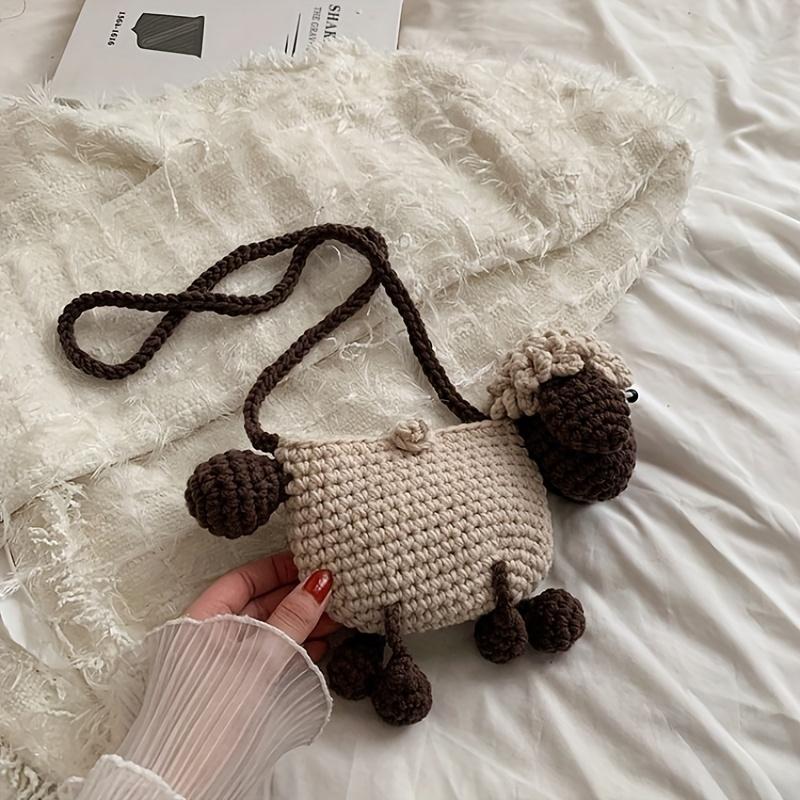 Hand-Woven Sheep Shaped Bag Kawaii Cartoon Crossbody Bag Cute Knitted Coin Purse Eid Al-Adha