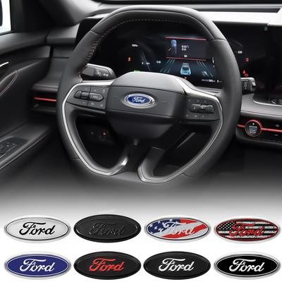 Chyqzd1 Car Styling Steering Wheel Center Cover Sticker Badge Decor Auto Accessories For Focus Mk4 Kuga Fiesta Mk7 Explorer Mustang