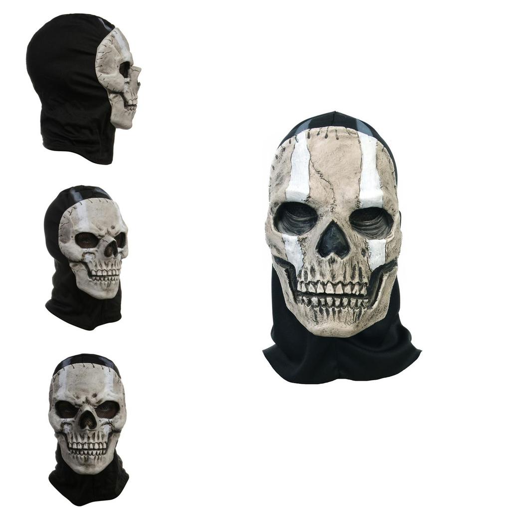 Call Of Duty Teschio Fantasma Maschera di Halloween in Lattice con Design Horror per Cosplay