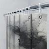 White Shower Curtain with Black Smoke Effect Decorative Print for Bathroom Decoration Polyester Material Waterproof Fabric Shr
