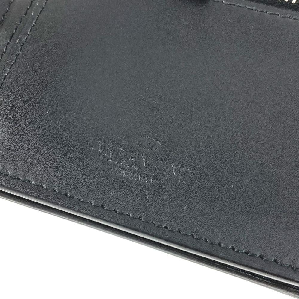 VALENTION VLTN Logo Neck strap Wallet Coin Case Purse Bifold Wallet Black