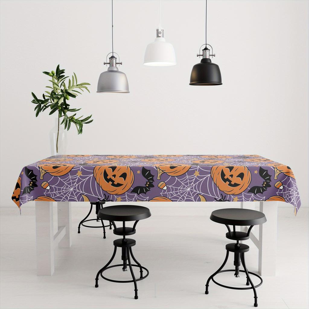 One Halloween party, featuring evil pumpkin, bat, and spider web pattern polyester tablecloth.zyc