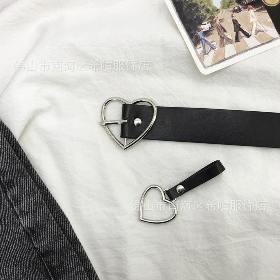 Punk Decoration Small Love Pin Buckle Belt Women'S Heart Shape Student Belt Women'S Peach Heart Pendant