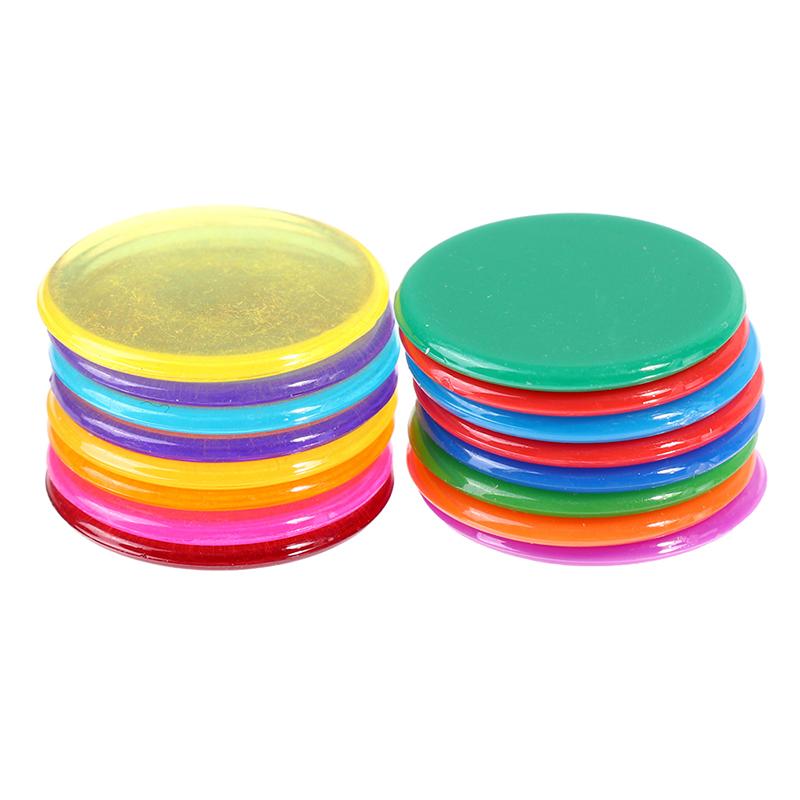 100Pcs Transparent Color Counters Counting Bingo Chips Plastic Supplies Counters