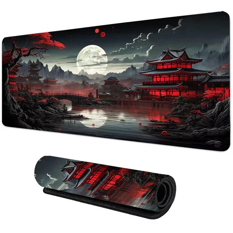 Chinese Purple Fantasy Mountain Tree Desk Mat NonSlip Large Gaming Mouse Pad Waterproof Keyboard Pad for Home Office Decor