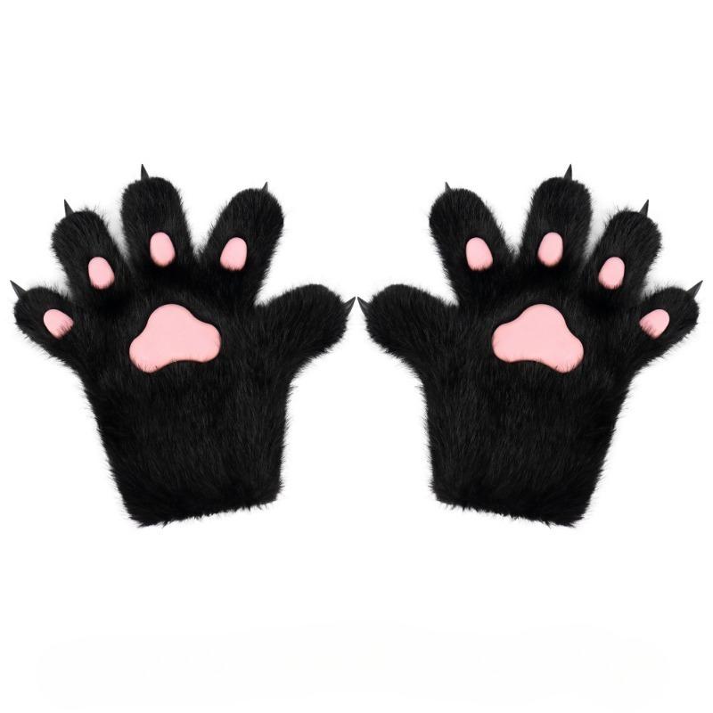 Nové chlupaté zvířecí tlapky Rukavice pro teenagery Dospělé Kočičí tlapky Plyšové rukavice Anime Palčáky pro Halloweenský Lolita Cosplay Kostým Doplněk