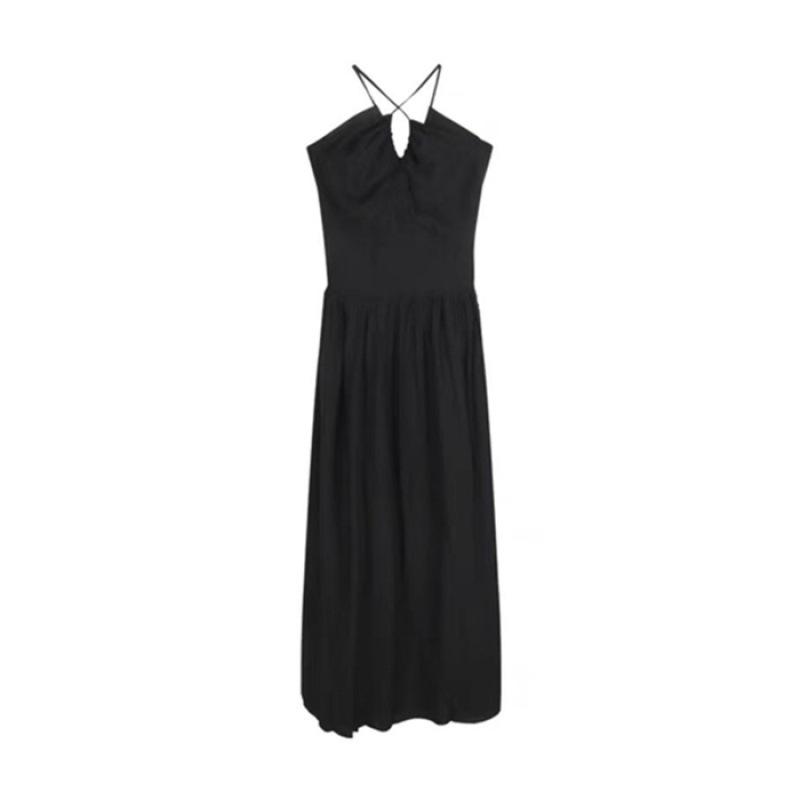 Sweet and spicy backless floral suspender dress fairy summer high-end sexy temperament waist seaside vacation dress S