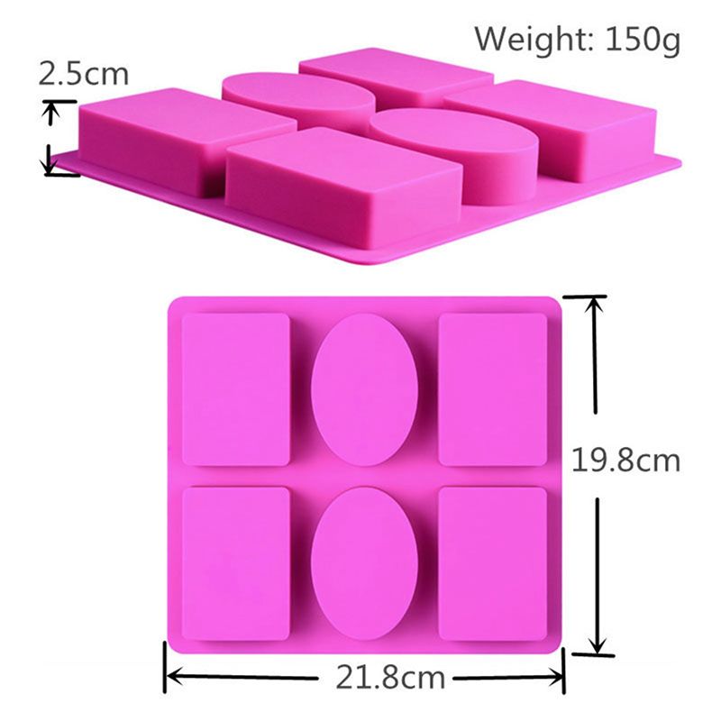 A84E-4X Silicone Soap Mold For Soap Making 3D 6 Forms Oval Rectangle Soap Mould Handmade Craft Flowers Soap Mold
