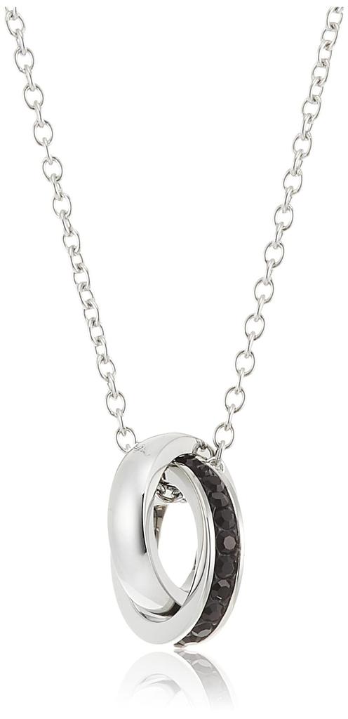 [La Amore Eterno] Partnerhalsketten, Edelstahl, Kristall, Schwarz & Roségold Ringanhänger, mit Kettengliederkette (45cm für Damen, 50cm für Herren) sp2-013