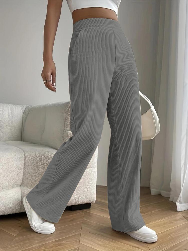 Women's Long Trousers Spring Autumn High-Waisted Wide-Leg Trousers Flowing Versatile Casual Straight-Leg Trousers