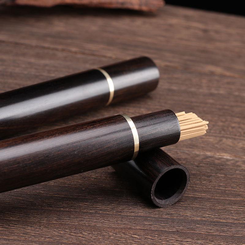 Ebony & Rosewood Incense Sticks with Sandalwood, 20g Pack, Includes Solid Wood Storage Box and Wooden Holder