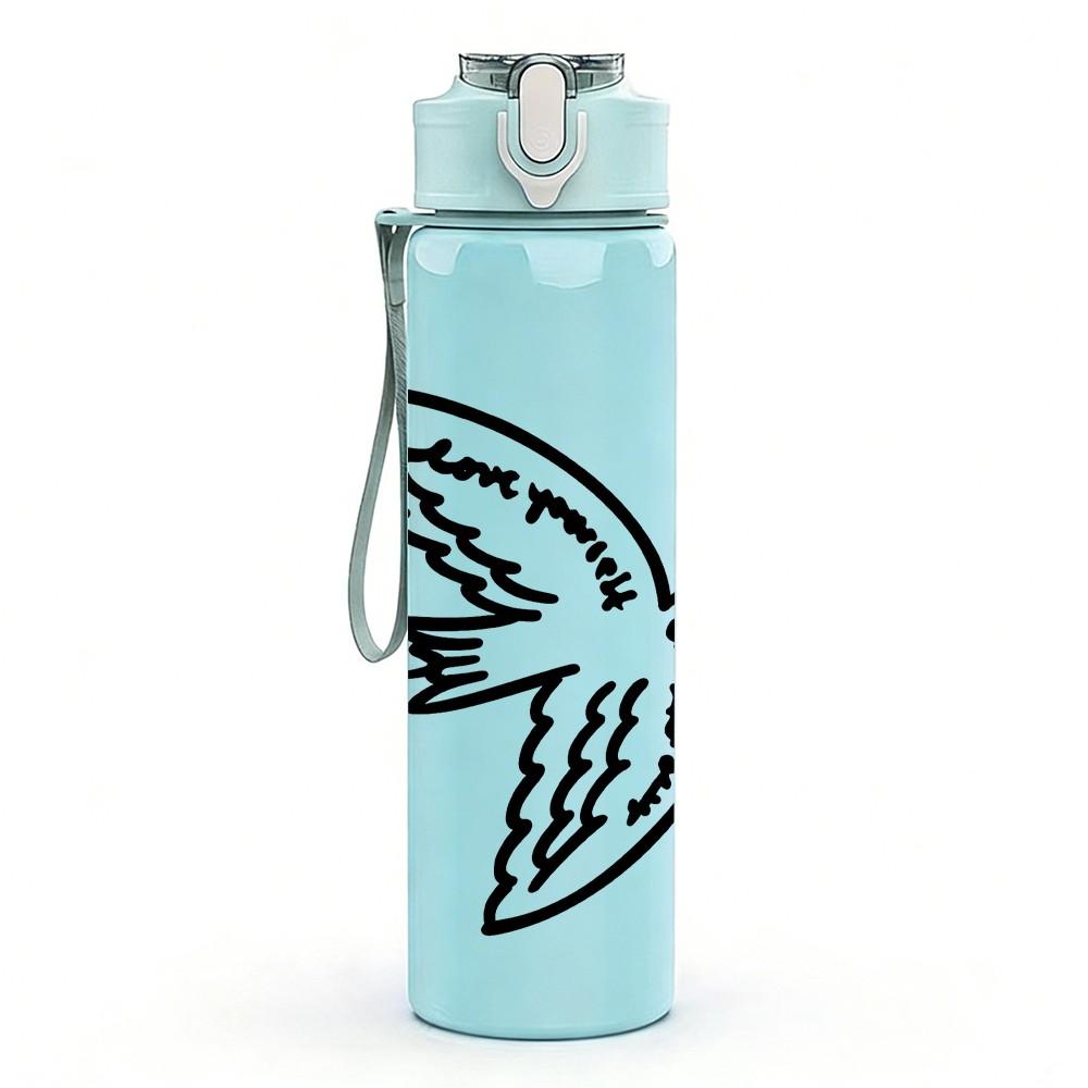 1PC Swallow Bird Love Heart Art 750ml Color Plastic Sports Water Bottle Leakproof Flip Straw Lid Suitable for Sports Office Home Use