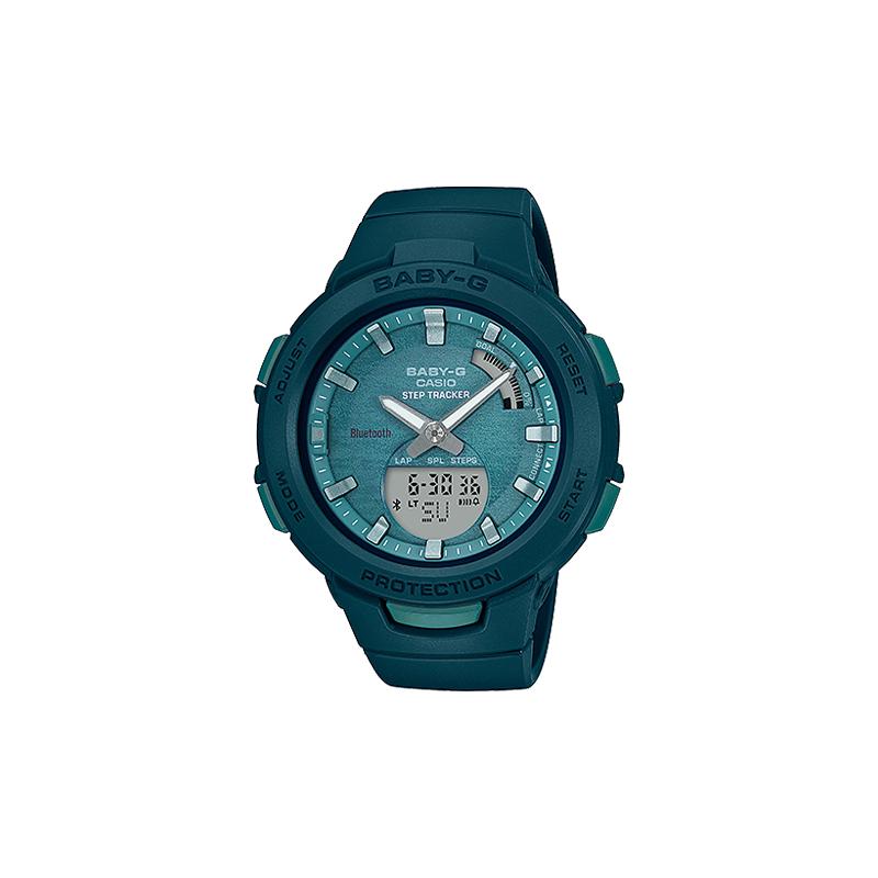 

Casio BABY-G dual display dial waterproof and shockproof quartz movement resin strap Japanese and Korean watch women s watch green dial BSA-B100AC-3A