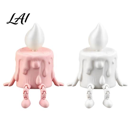 Funny Melting Candle Toy 3D Printing Ornament Wax Liquid Texture Dripping Sculpture with Movable Joint Figure Joints Adjustable Sitting Posture LED
