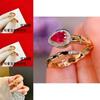 Elegant Vietnamese Gold Plated Adjustable Snake Ring For Women In Stunning Red And Green Gemstone Design