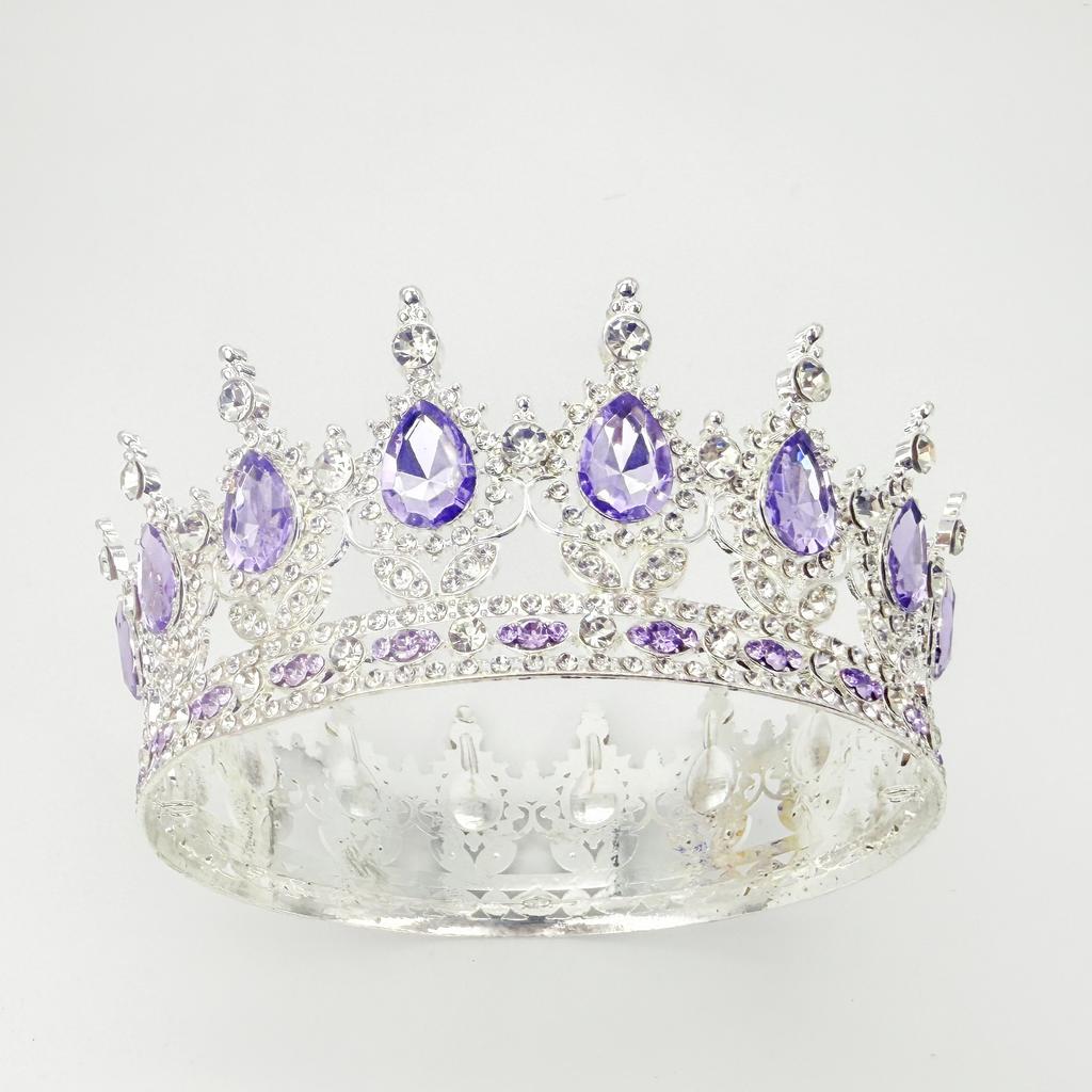 Full Circle Crown Tiara Colorful Baroque Retro Full Diamond Jewelry Wedding Accessories Crown Bridal Crown