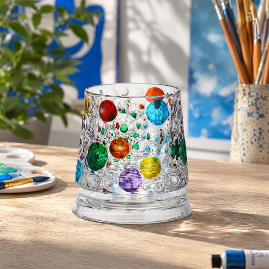 Wirbelndes Whiskey-Glas mit drehbarer Basis, 360-Grad-Wirbelgläser für Bourbon, 260 ml handbemaltes Spirituosenglas, Stressabbau-Geschenk für Männer