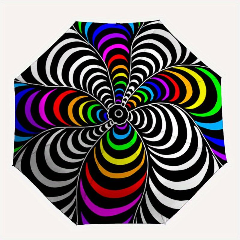 

1pc Psychedelic Spiral Folding Umbrella , 8 Ribs Casual Durable Lightweight Portable Travelling Umbrella For Men & Women yy250728115