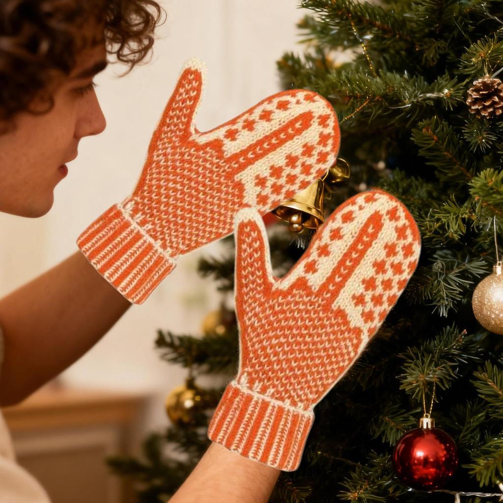 Orange Gloves For Women Winter  Warm Thermal Mittens Womens Gloves For Cold Weather For Dog Walking Hiking Sports Snow Running