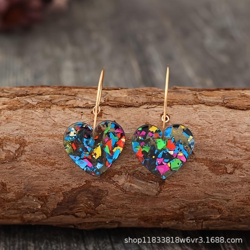 Korean version of fashion gradual change heart earrings temperament personality lady earrings jewelry