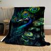 Vivid peacock feather pattern with eye-like designs in green and blue. for all seasons blanket lunch break throw gift