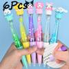 6Pcs Sanrio Liquid Colorful Quicksand Pen Gel Pen Comfortable Grip Stationery School Office Supplies Prize Gift Writing Tools Holiday Gift Novelty Sta