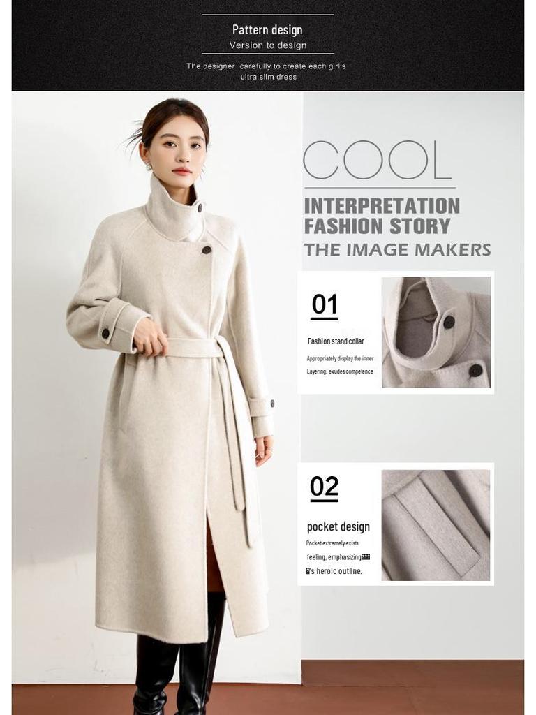 Women's Long Double-Sided Cashmere Over-the-Knee Coat - 2025 High-End Autumn/Winter Collection