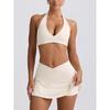Q1R Stoßfeste Elastische Träger Fitness Halter Top & Tennisrock Set
