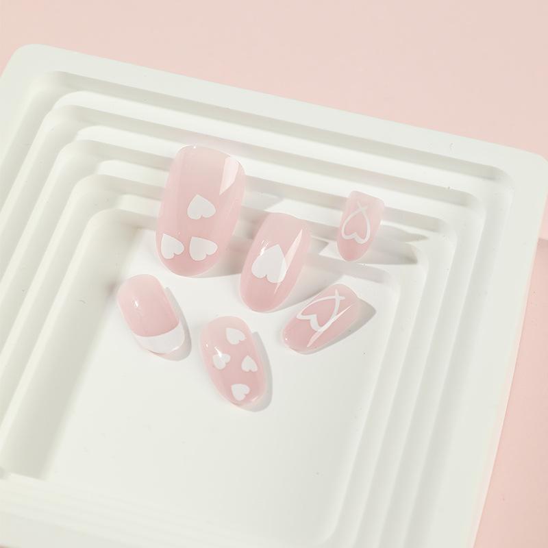 Nail Valentine's Day Manicure French White Edge Love Manicure Piece Manicure Fake Nail