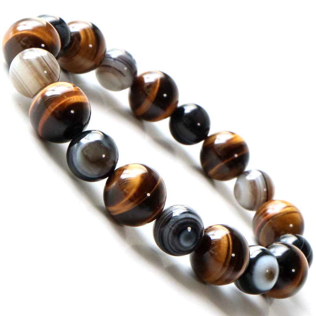

Celestial Eye Tiger Eye Bracelet Power Stone Natural Stone Prayer Beads Accessories Inner Diameter [GOLD STONE] Men s Approx. 16.5cm коричневий