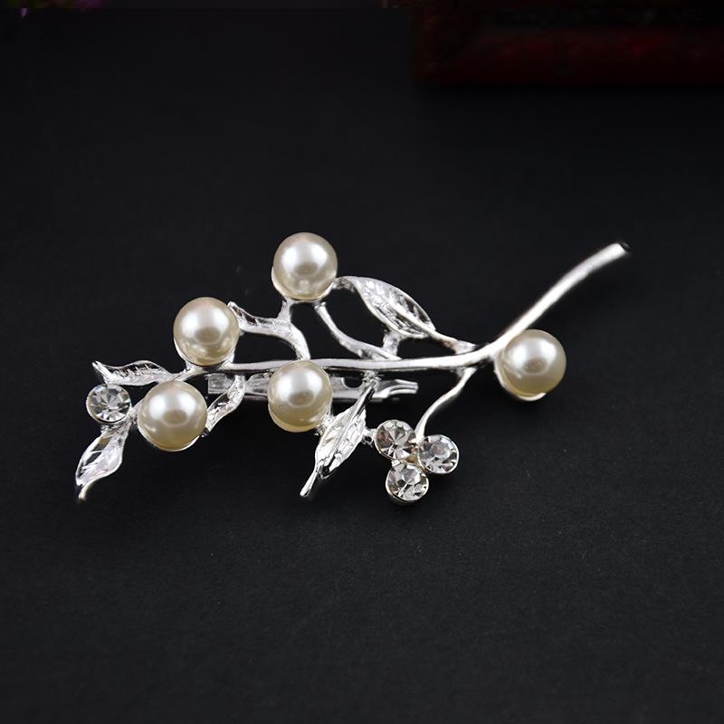 

Жемчужная брошь, персонализированная креативная брошь из сплава со стразами в виде листа, женская брошь-аксессуар золотой