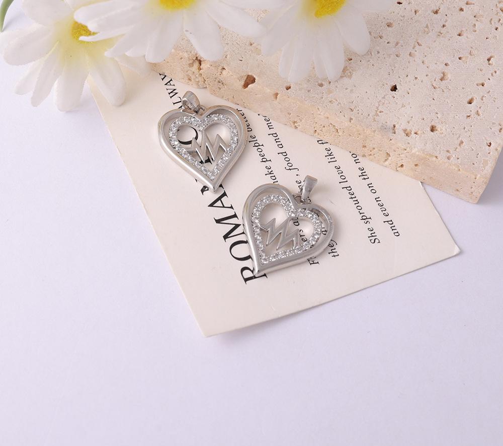 Модное серебряное ожерелье-подвеска в виде сердца с кардиограммой для женщин