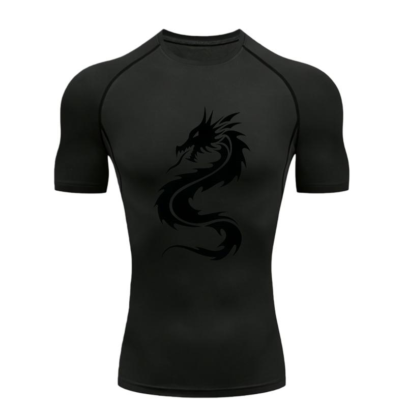 Dragon  Men's Sports T-shirt Training Fitness Compression Short Sleeve Rashguard for Men Athletic Tees Workout T-Shirt