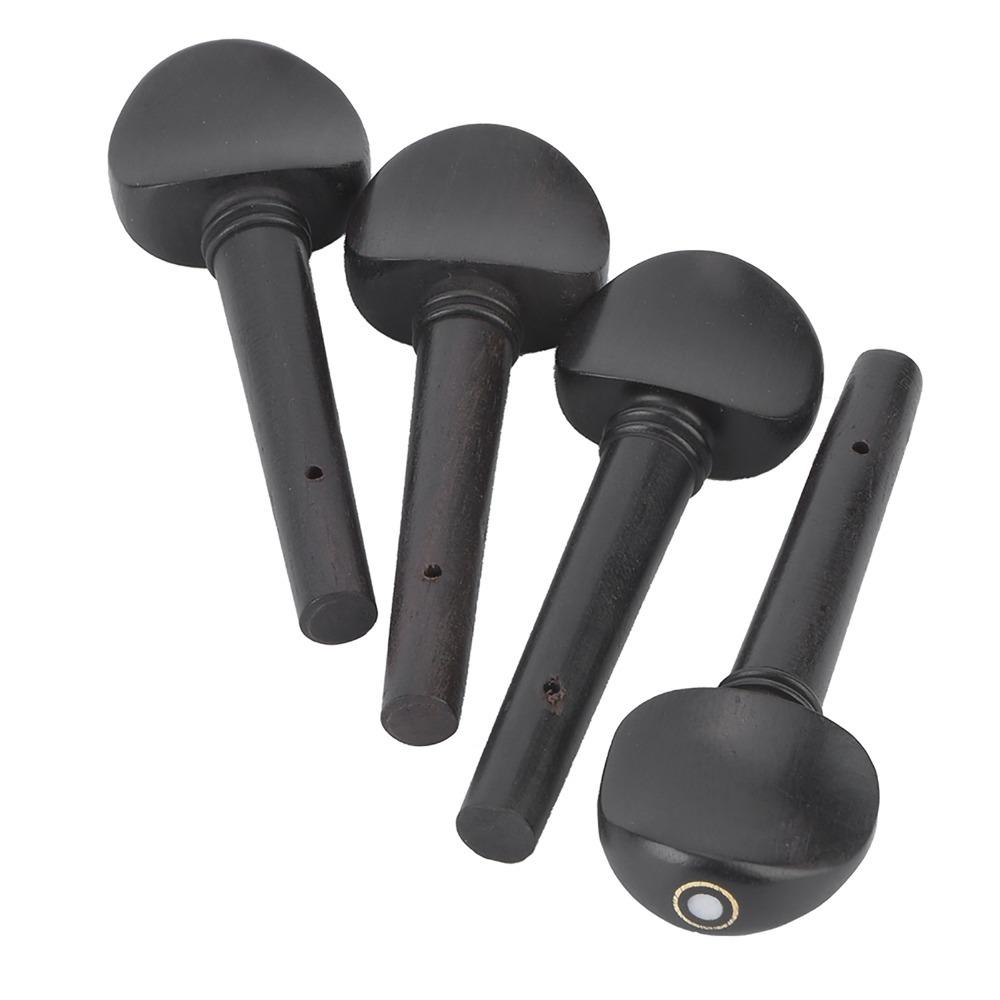4PCS Black Color Violin Tuning Pegs Ebony Material Violin Replacement Pegs For 1/2 1/4 1/8 Violin