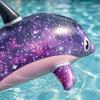 Inflatable Dolphin, Cute Starlit Sky Inflatable Dolphin Toy, Thickened Pool Float