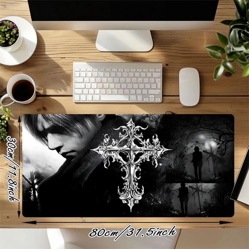 1Pc Gothic Ornate Cross Gaming Mouse Pad Keyboard Desk Mat Non-slip Rubber Lock Edge Waterproof Computer Mousepad for Office Home Decor Q1952