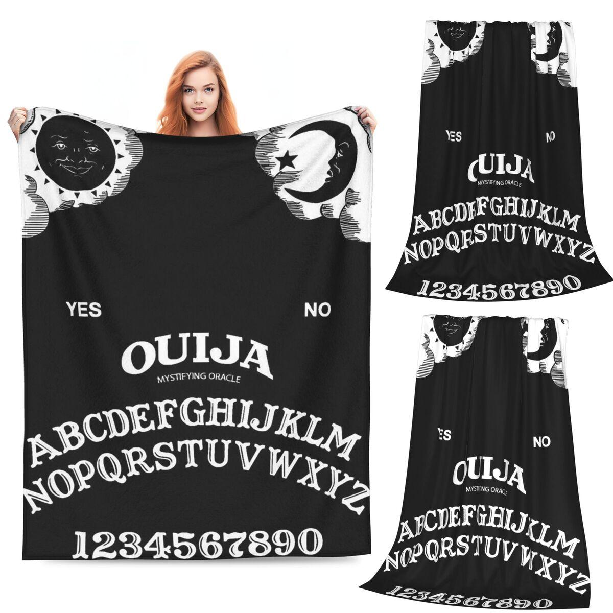 Ouija Board Bat Black Blankets Soft Warm Flannel Throw Blanket Bedding for Bed Living room Picnic Travel Home Sofa 80x120cm(31x47inch)