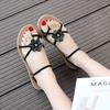 Beach Outdoor Flat Rubber Round Toe Tip Flowers Women's Sandals Chic and Elegant Summer 2025 Offers Luxury Korea Ladies Shoes